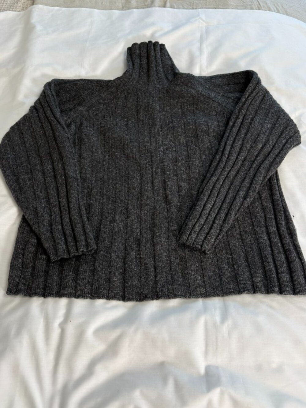 Vintage Banana Republic 100% Merino Wool Ribbed Turtleneck Sweater Gray Size XL - Picture 8 of 8